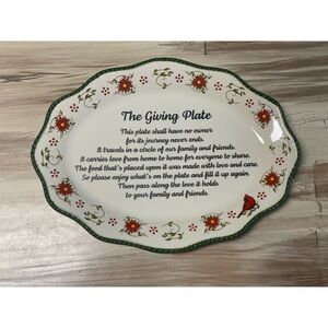 NWOB Temp-Tations "The Giving Plate" Novelty Holiday Glass Platter